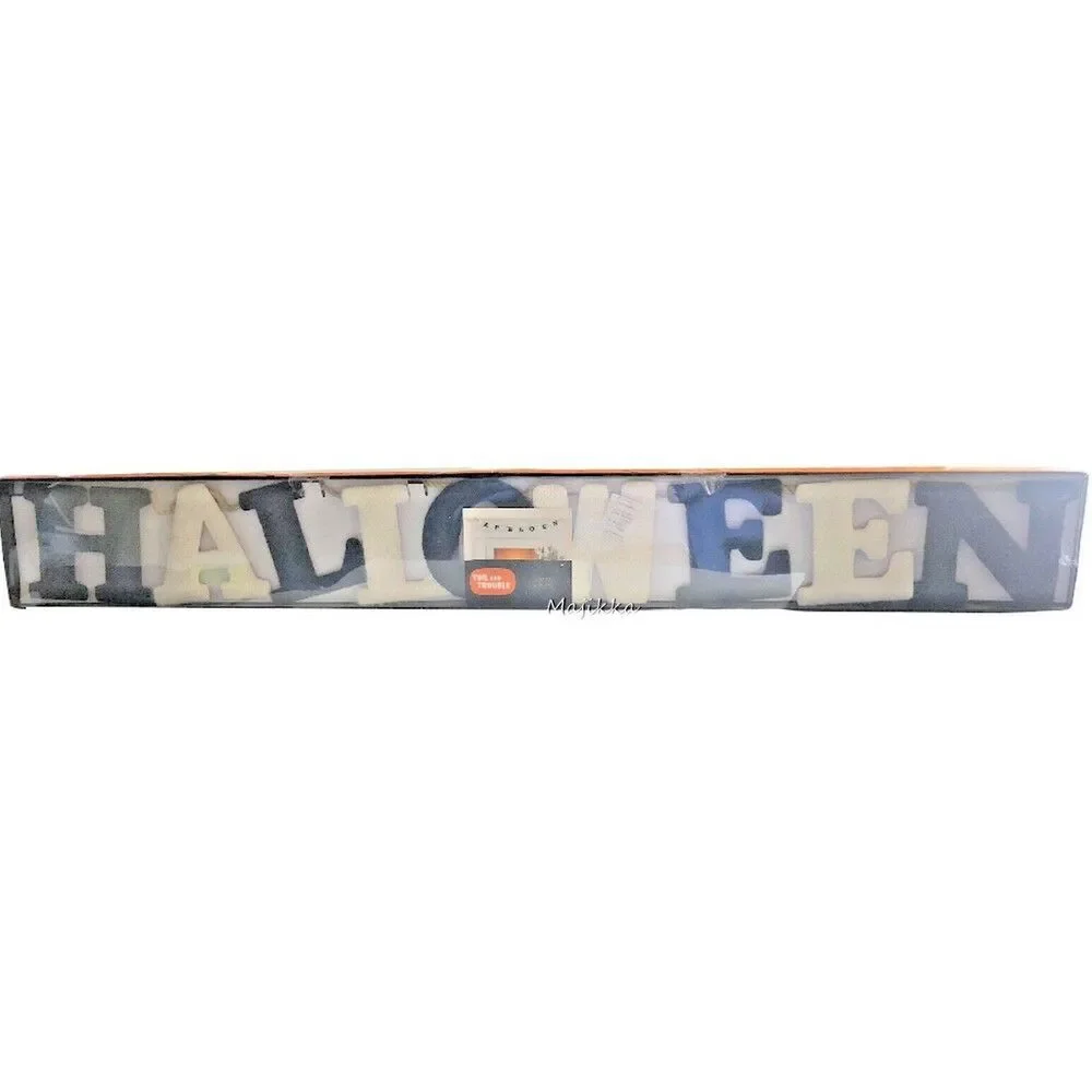 Toil & Trouble Halloween Banner 6' Long Knitted Garland New Black White Spooky